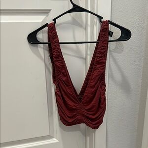 Elegant Burgundy V-Neck Top
